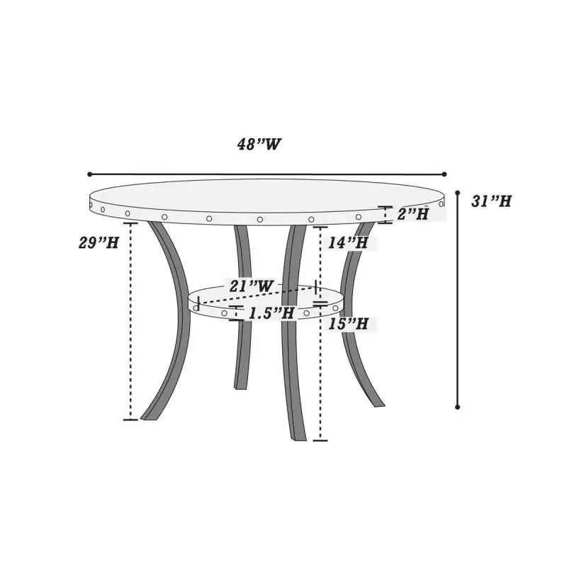 Classic 5 Piece Dining Set Round Table With Padded Chairs