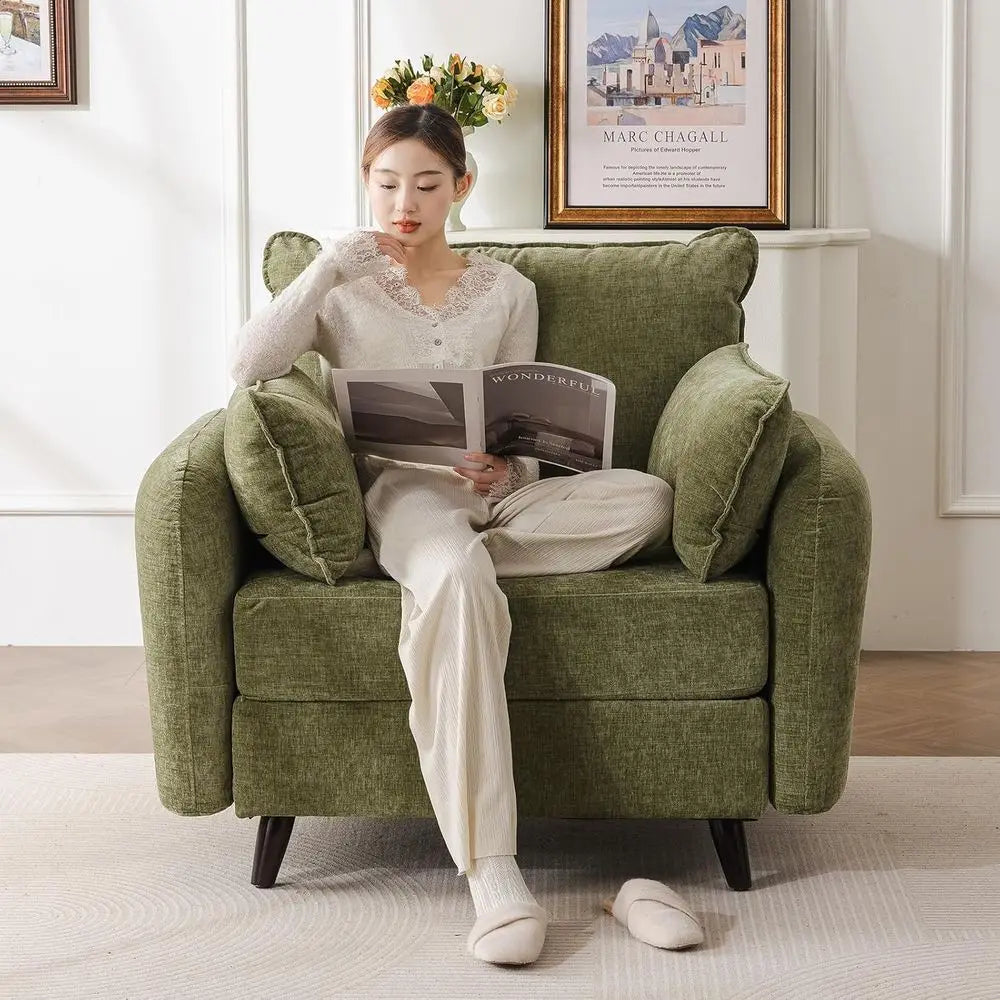 Oversized Accent Chair With Hidden Storage And Throw Pillows