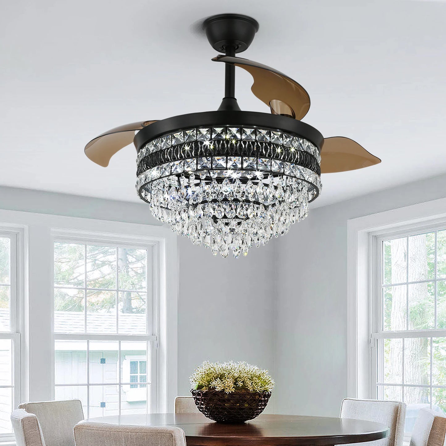 VETRULUS Smart Ceiling Fan Chandelier With Remote 6 Speed