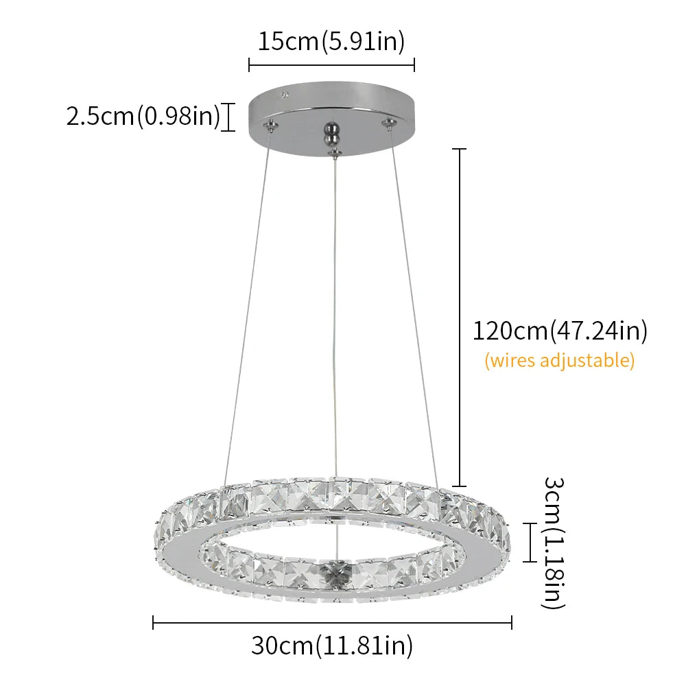 Vetru/us Modern LED Crystal Chandelier Stainless Steel