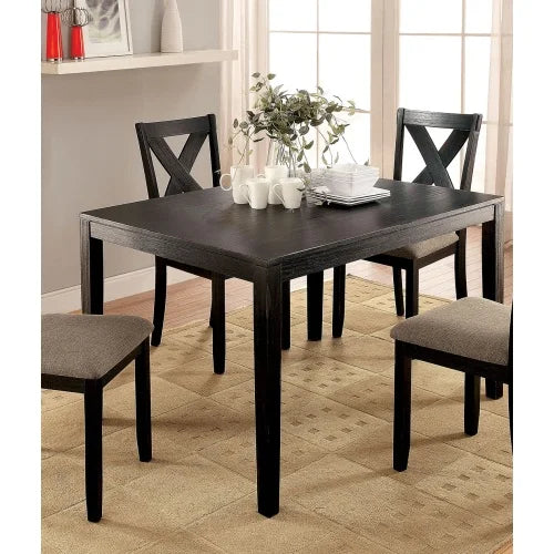 Contemporary Dining Table Set With Cushioned Cross Back Chairs