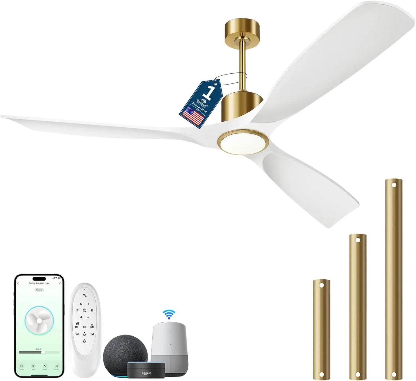 XMSJ Modern Ceiling Fan With Lights Smart App DC Motor