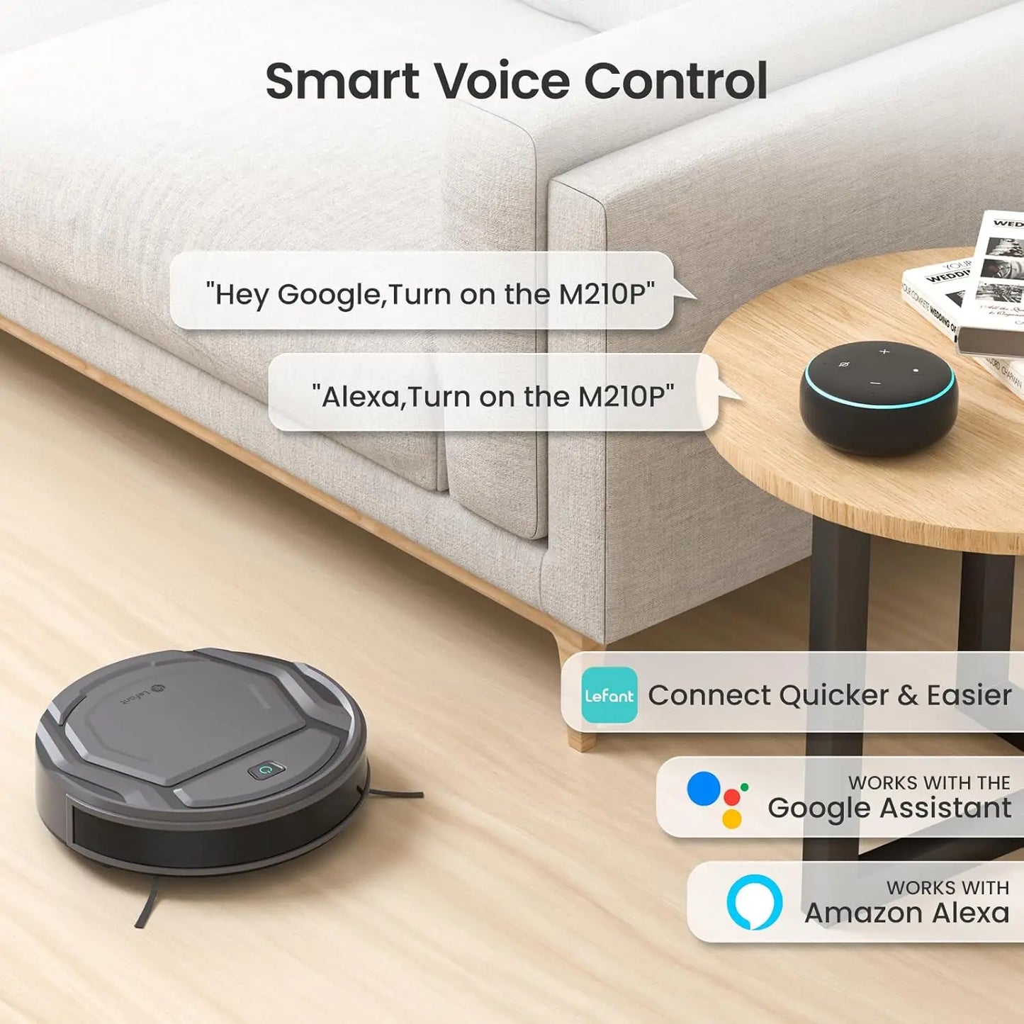 XMSJ Robot Vacuum Cleaner 2200Pa Suction With WiFi Alexa Control Anti-Collision