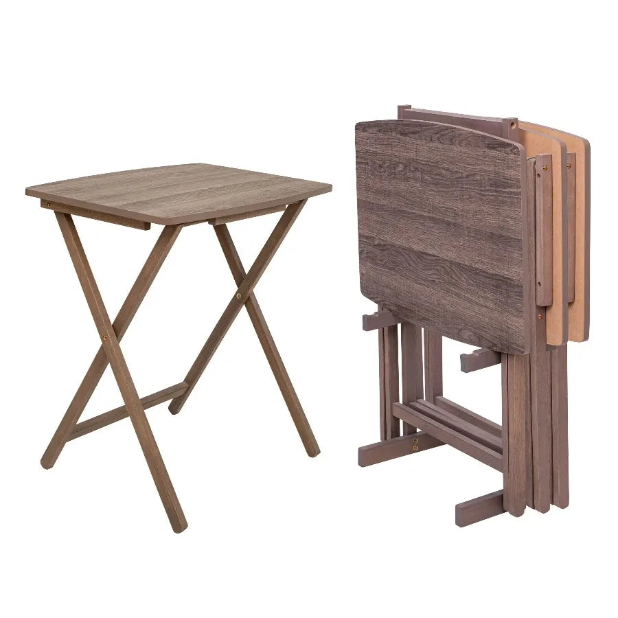 Mainstays 5-Piece Folding TV Tray Table Set With Storage Rack