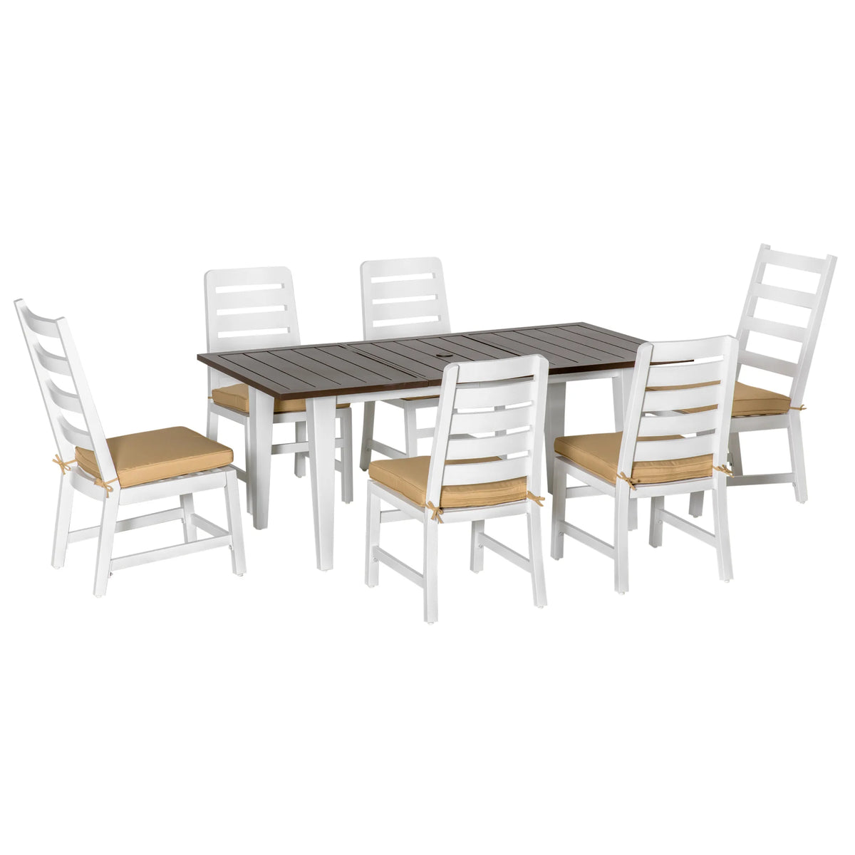 Outsunny Aluminum Outdoor Dining Set With Cushions And Umbrella Hole