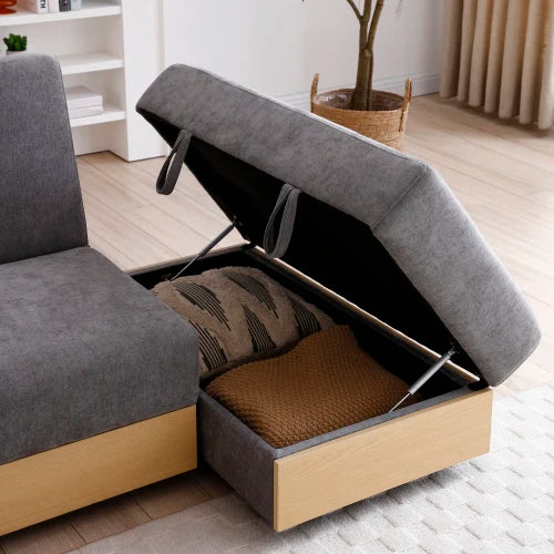 Folding Sofa Bed With Storage Drawers And Pull Down Table