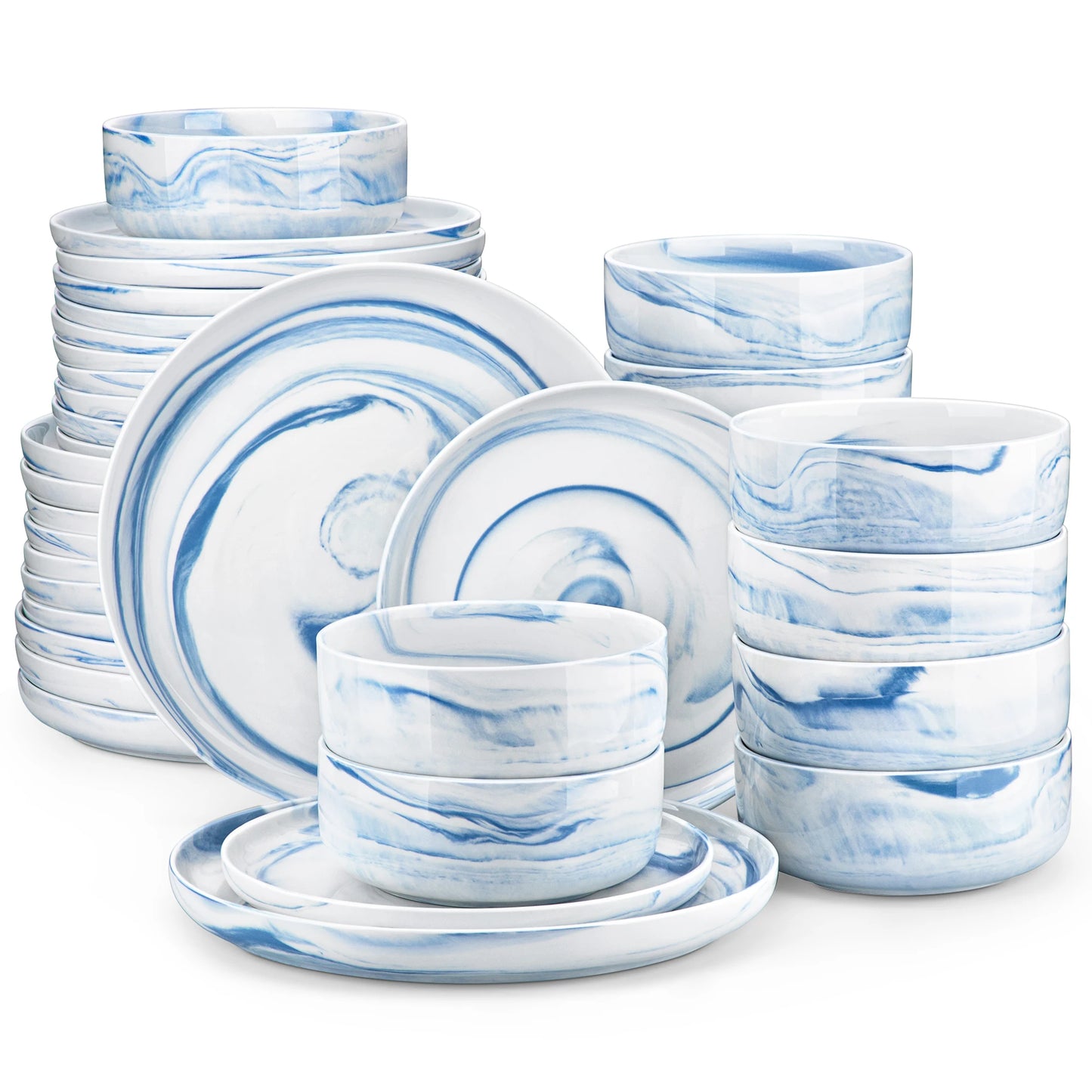 Malacasa Ceramic Dinnerware Set Round Porcelain Plates And Bowls