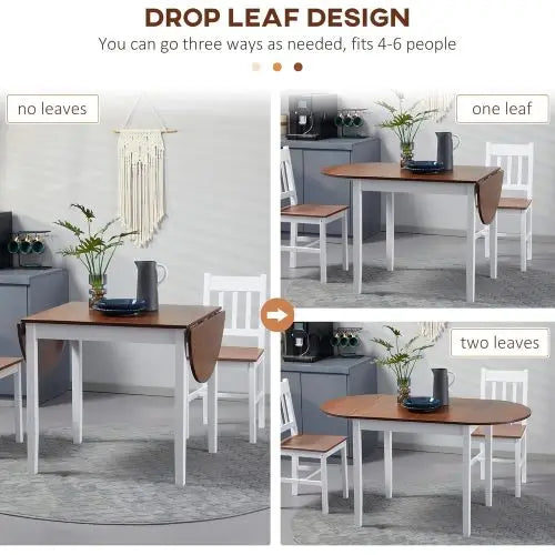 Solid Wood Folding Dining Table Drop Leaf Expandable Round For Small Spaces
