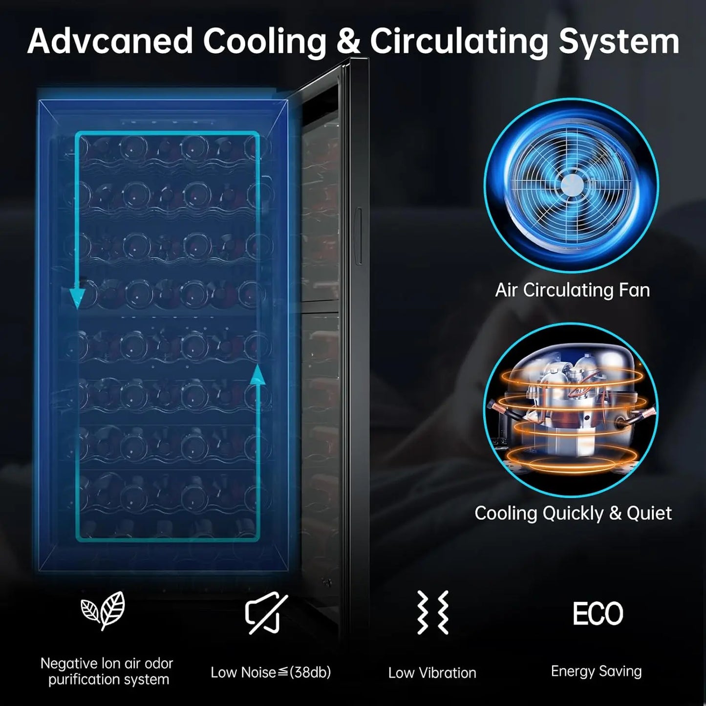 XMSJ Dual Zone Wine Cooler With Digital Control And Quiet Operation Freestanding
