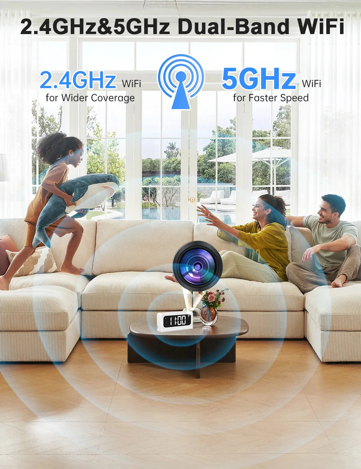 WESECUU Smart Clock Camera 5G WiFi Indoor Security Cam 2K