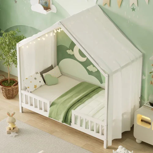 Montessori Floor Bed With Canopy Twin Bed Frame For Kids