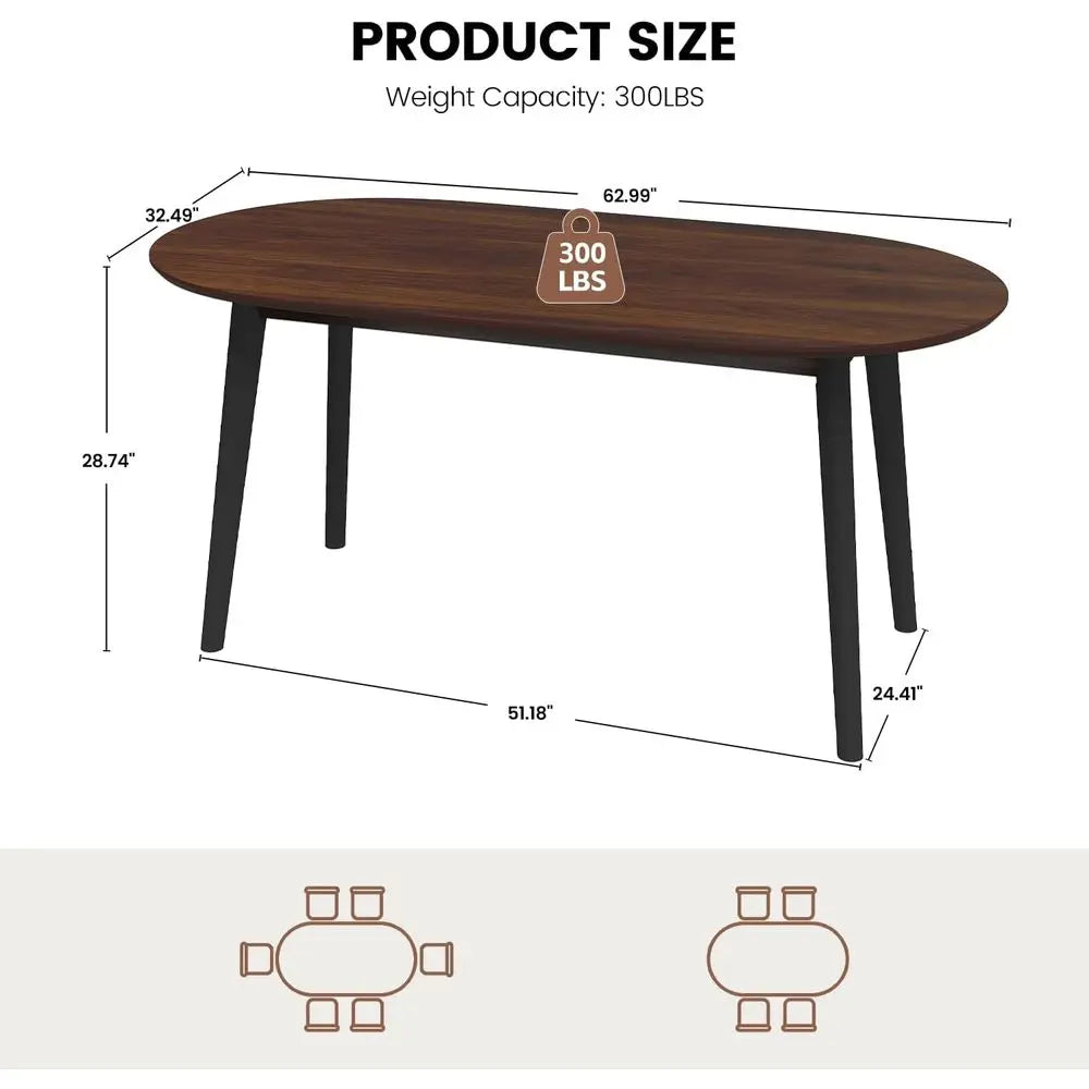 Ticify Oval Dining Table in Oak Wood with Solid Wood Legs