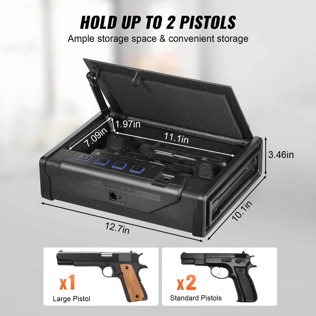 Vevor Automatic Quick Access Steel Pistol Safe For Bedside Security