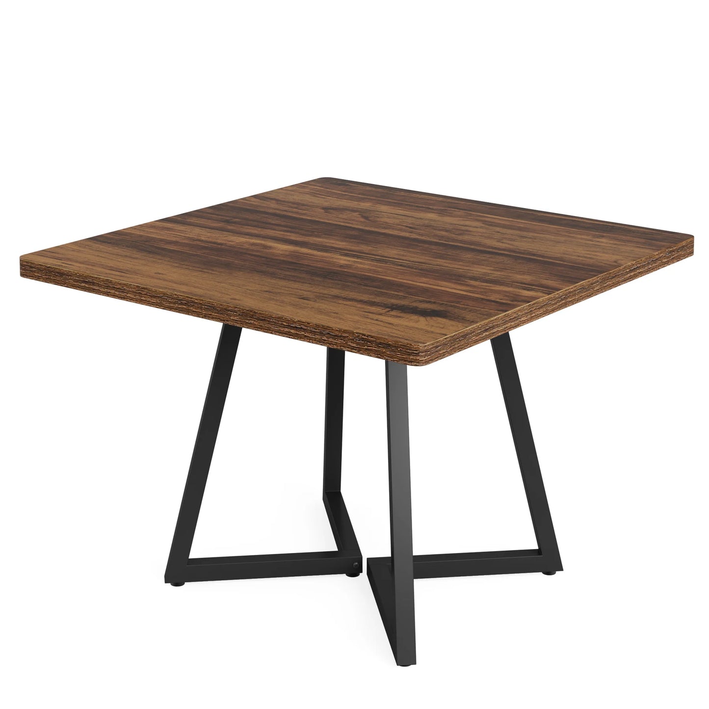 Tribesigns Square Dining Table Industrial Wood with Metal Base
