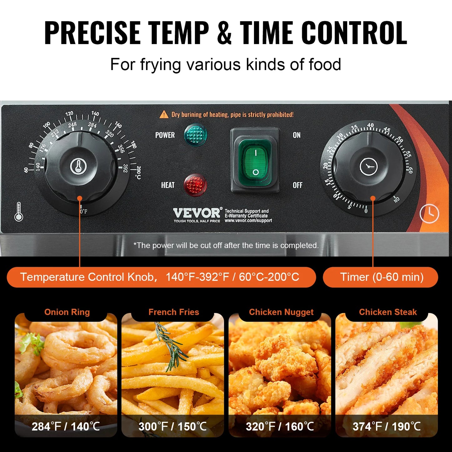 SucceBuy Commercial Electric Countertop Deep Fryer With Time Temp Control