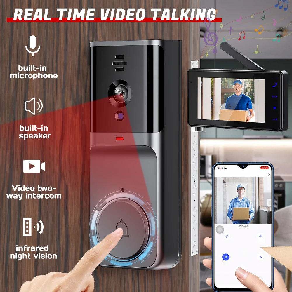 Wireless Video Doorbell Intercom With Two-Way Audio and Night Vision