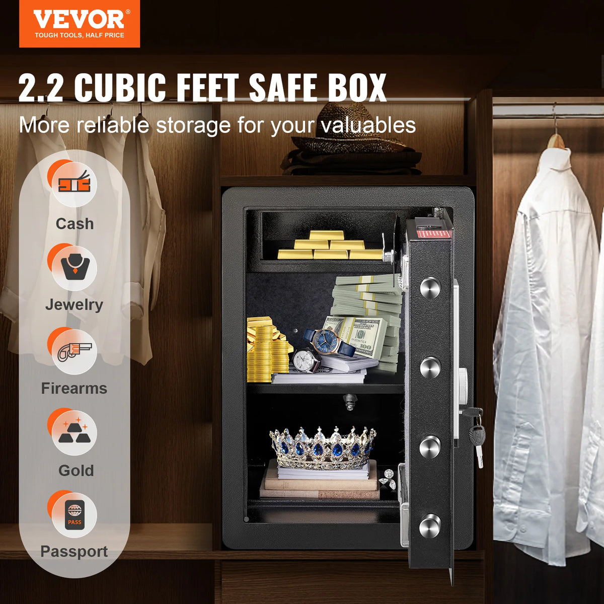 Digital Fingerprint Electric Security Safe For Cash Jewelry