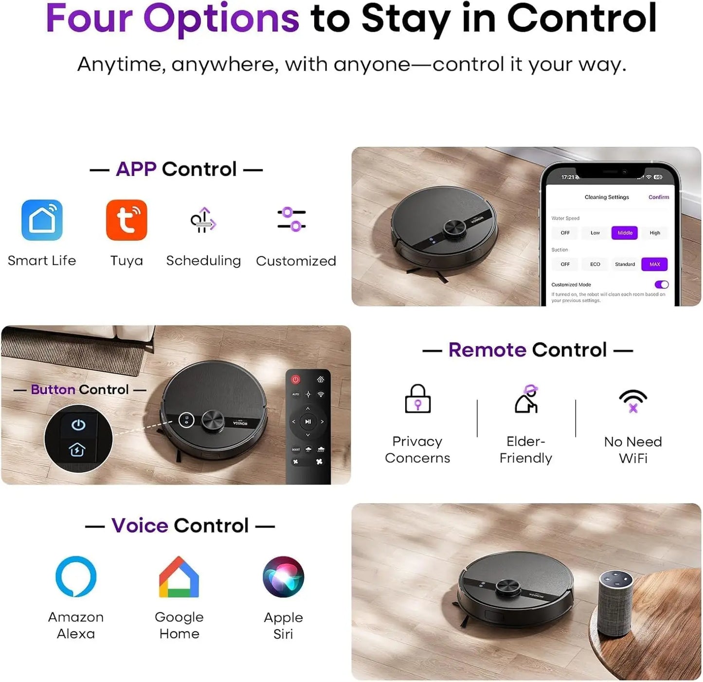 XMSJ 7000Pa Robotic Vacuum And Mop Combo With Li Navigation