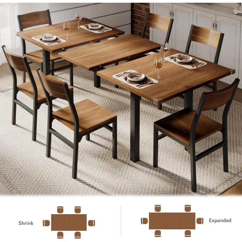Extendable Kitchen Table And Chairs Set For 4 To 6 People