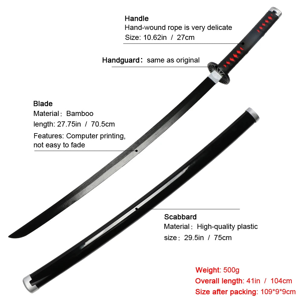 Anime Katana Cosplay Bamboo Wooden Toy Sword Tanjiro Zenitsu Kyoujurou