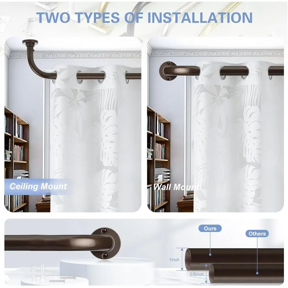Heavy Duty Adjustable Wrap Around Curtain Rod For Windows