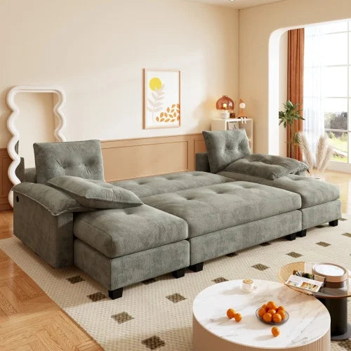 U Shaped Sleeper Sofa Featuring 2in1 Bed And USB Ports