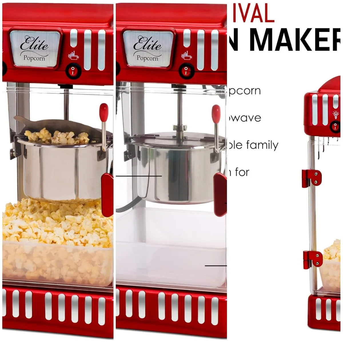 XMSJ Classic Carnival Tabletop Kettle Popcorn Popper Machine Retro Style