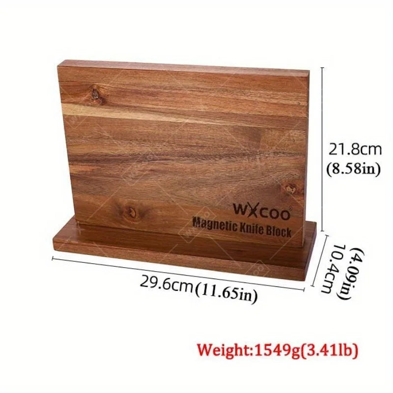 WXCOO Magnetic Knife Holder Rack Kitchen Double Sided Wooden Organizer