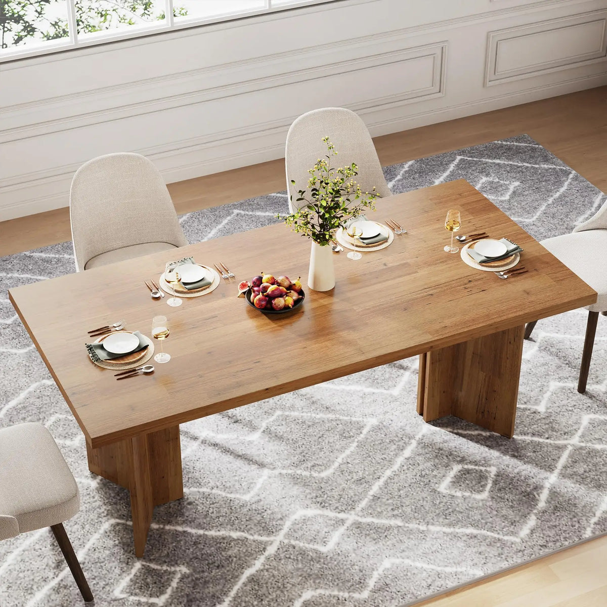 Tribesigns Modern Rectangular Wooden Kitchen Dining Table