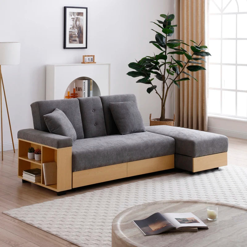 Folding Sofa Bed With Storage Drawers And Pull Down Table