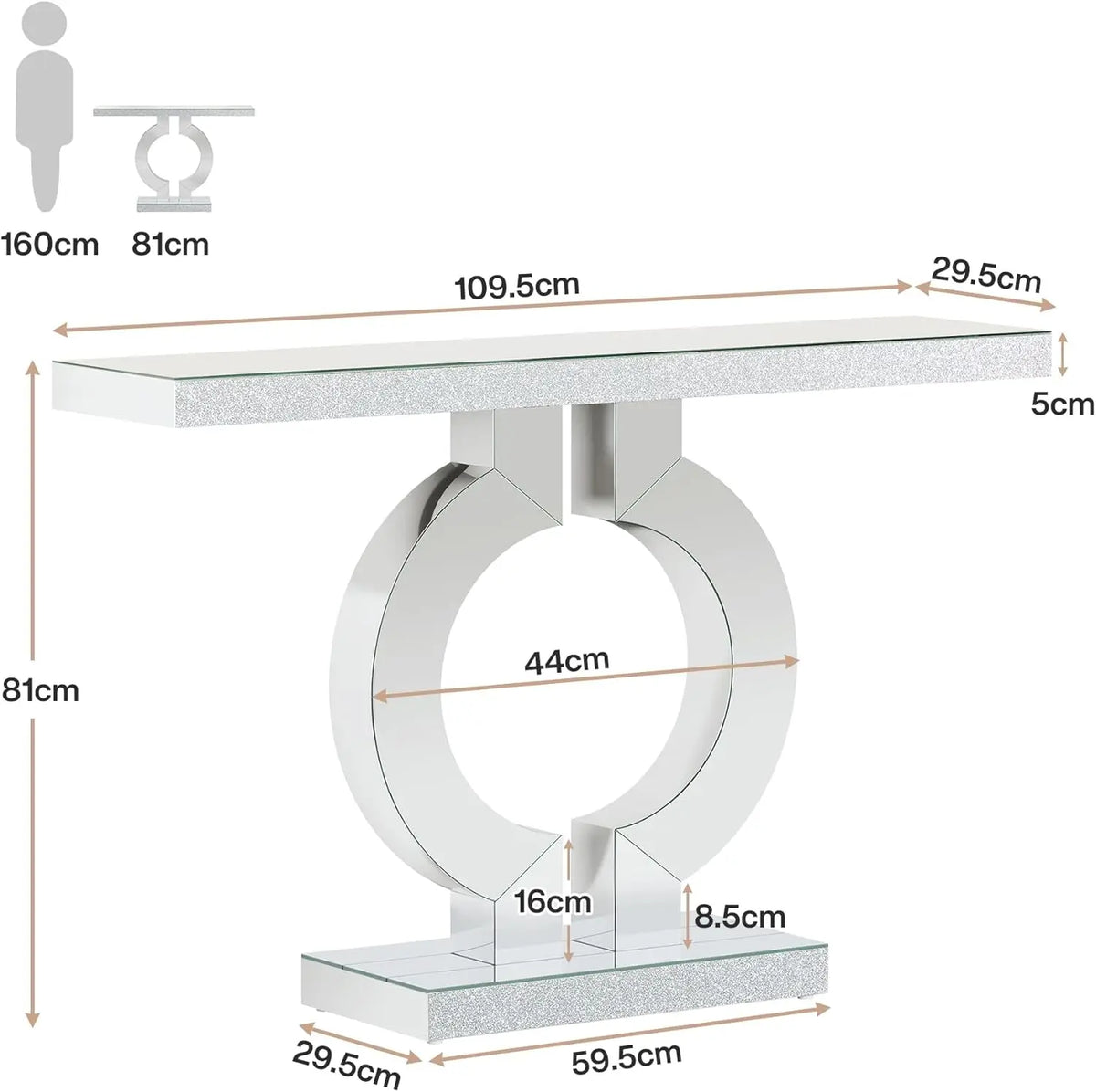 Tribesigns Mirrored Console Table Modern Entryway Accent Furniture