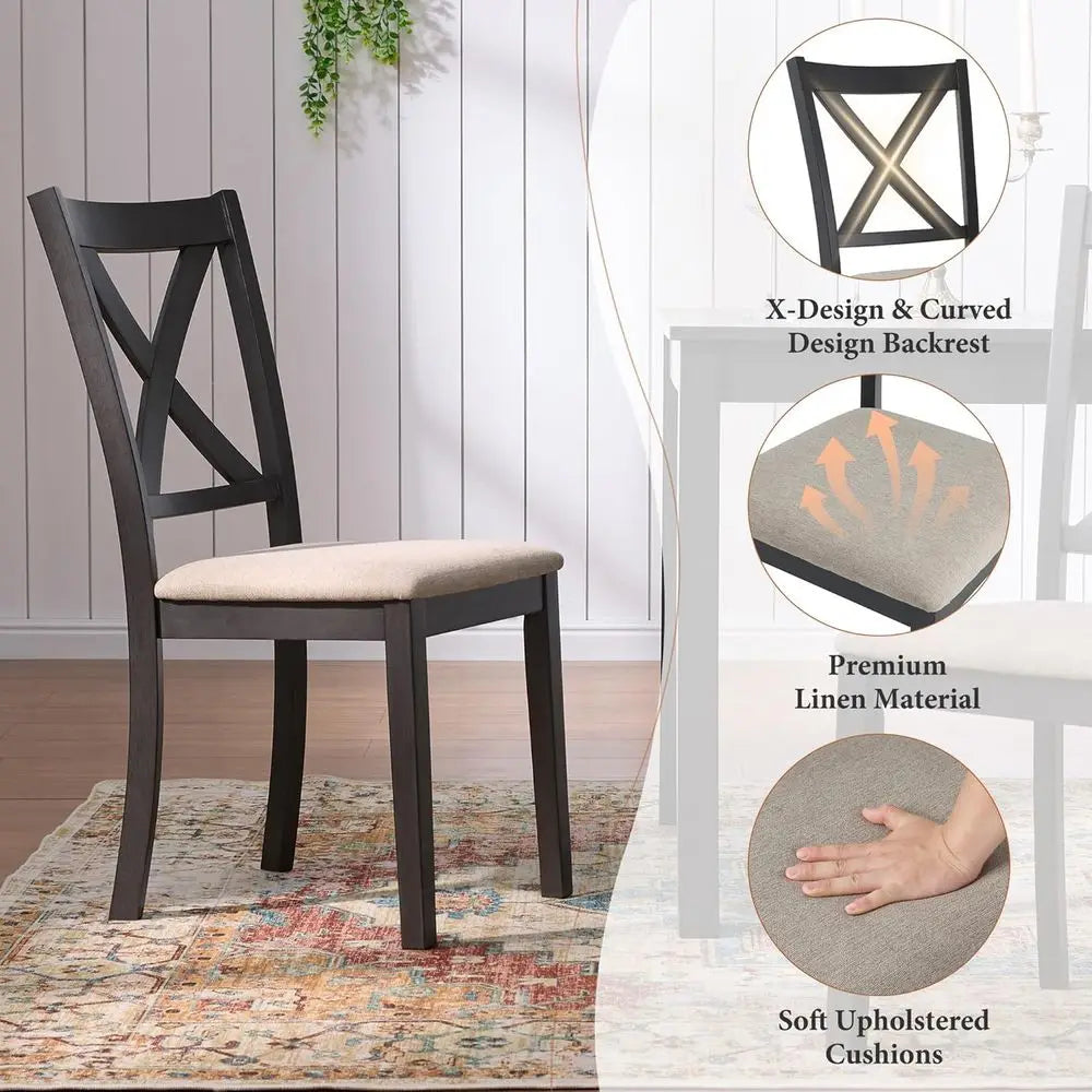 Ticify Armhouse Dining Table Set With Upholstered Chairs