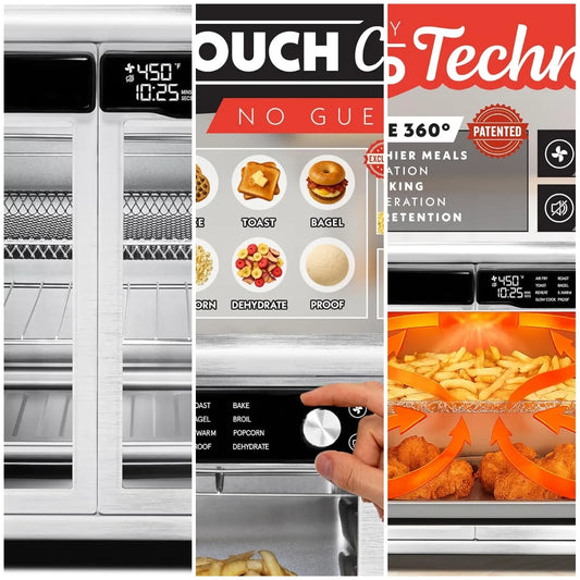 XMSJ French Door Air Fryer Oven Large Capacity Convection Toaster FryForce 360