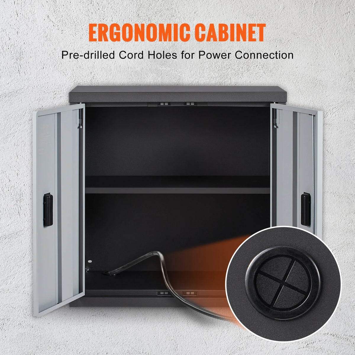 SucceBuy Foldable Metal Garage Wall Cabinet With Adjustable Shelf