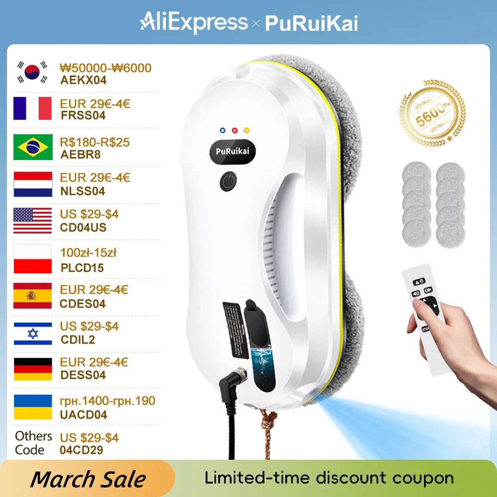 PuRuikai Automatic Window Cleaning Robot With Remote Control