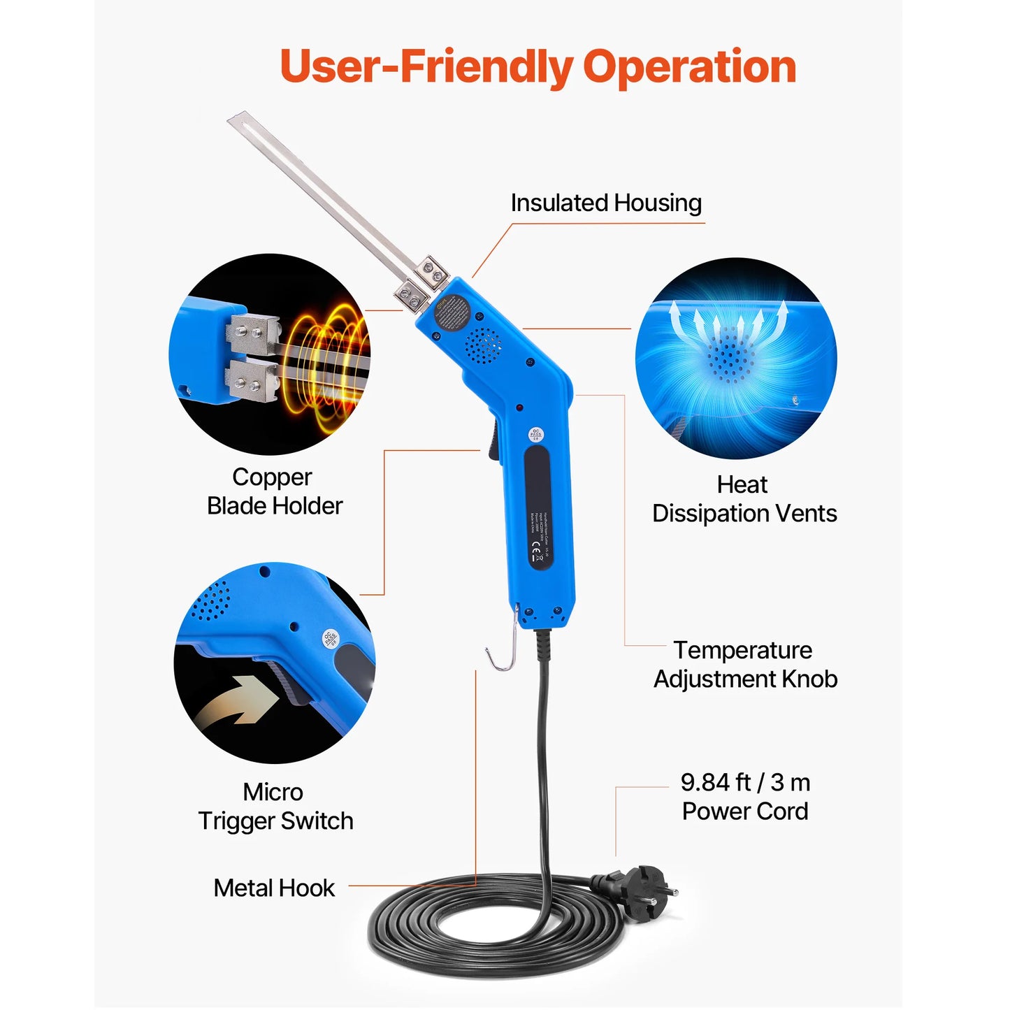 SucceBuy 200W Knife Foam Cutter With 6 and 8 Blades