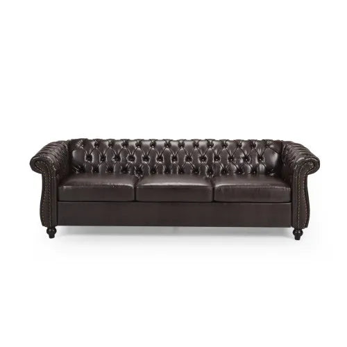 Chesterfield Sofa With Button Tufting Nailhead Trim Scrolled Arms