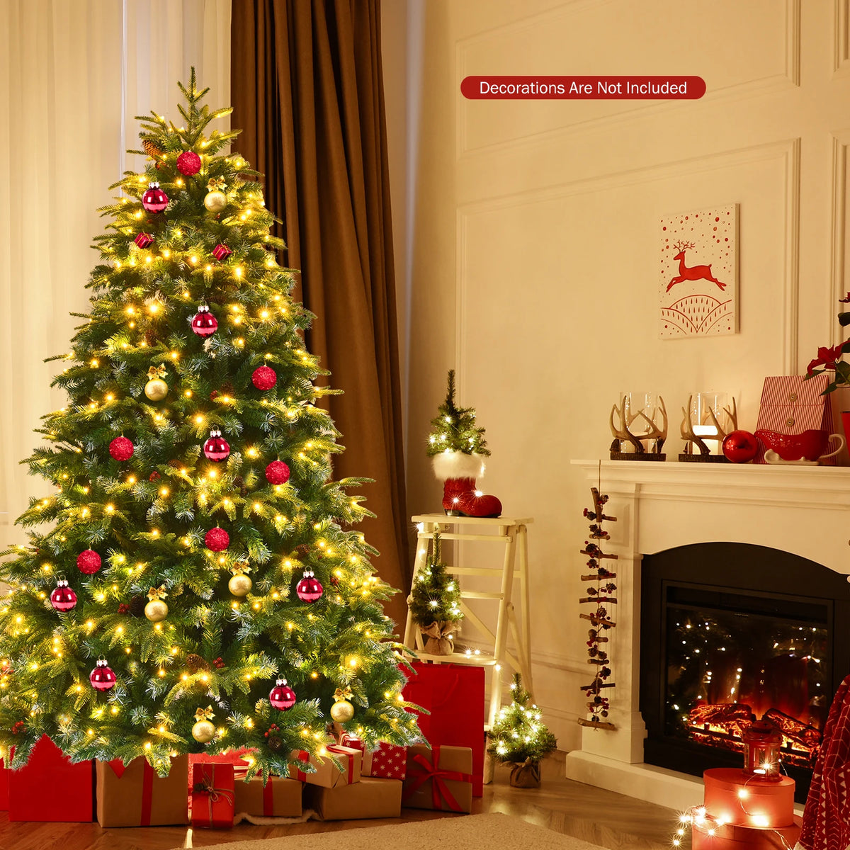 LIFEZEAL Pre Lit Artificial Christmas Tree With Snowy Pine Design