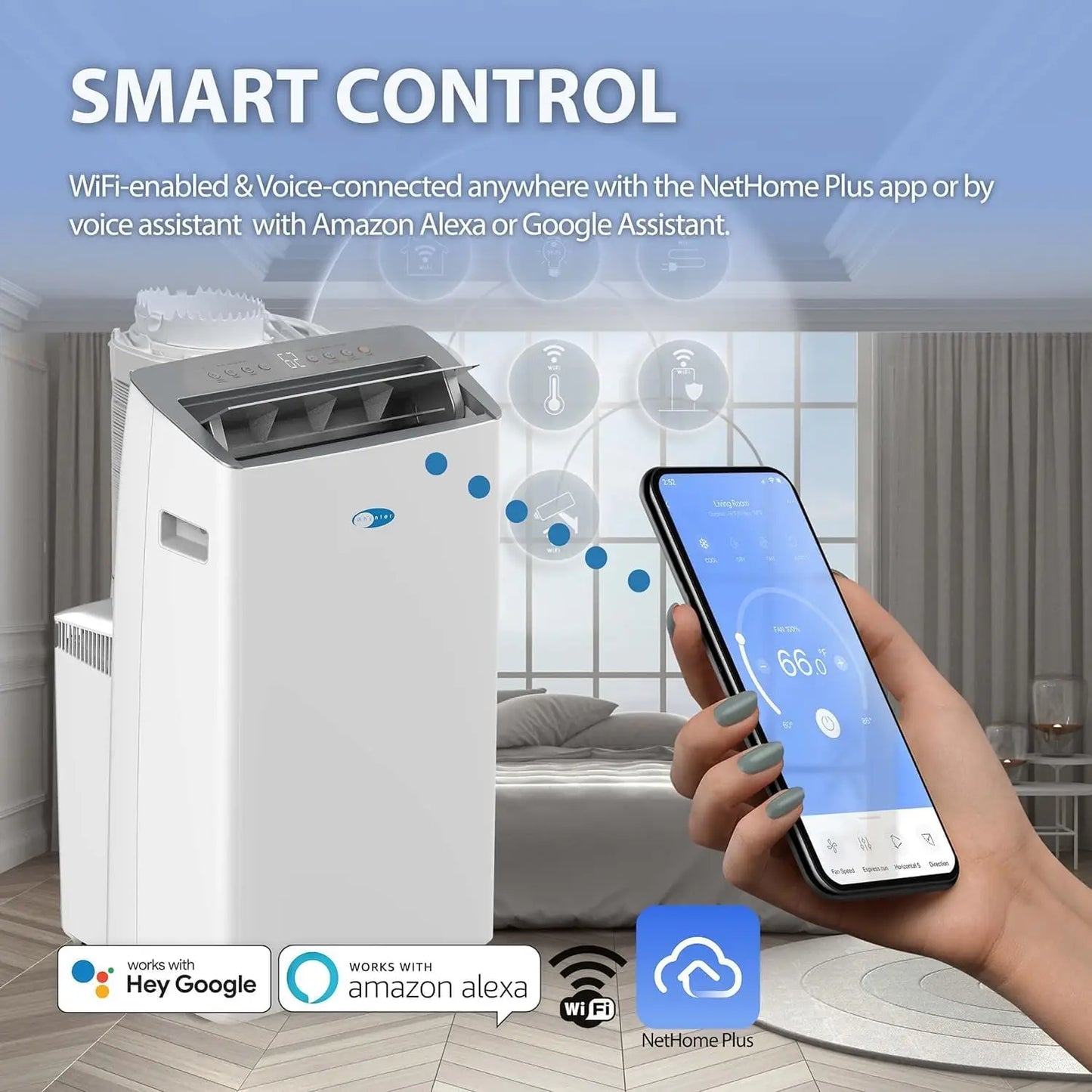 XMSJ Portable Air Conditioner With WiFi Dehumidifier Fan 14000 BTU