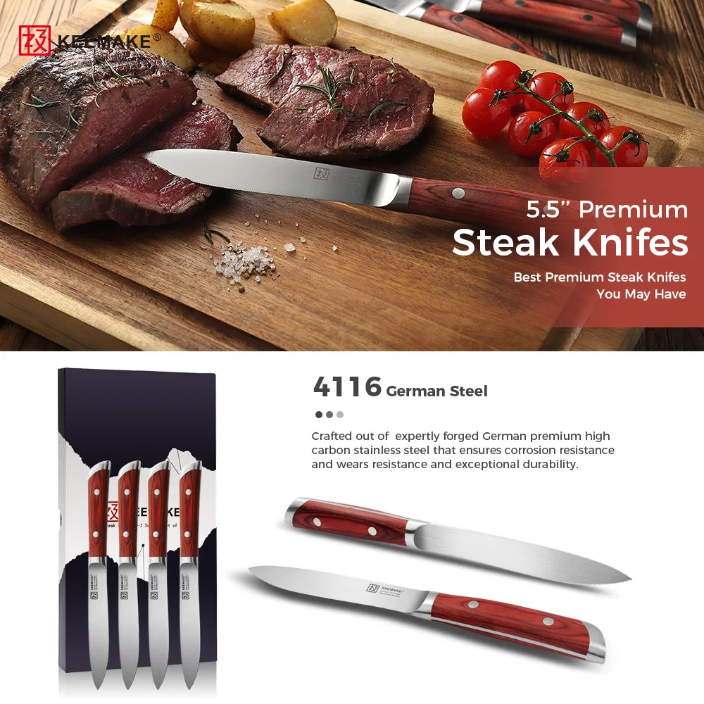 4 Piece Stainless Steel Steak Knife Set Ultra Sharp
