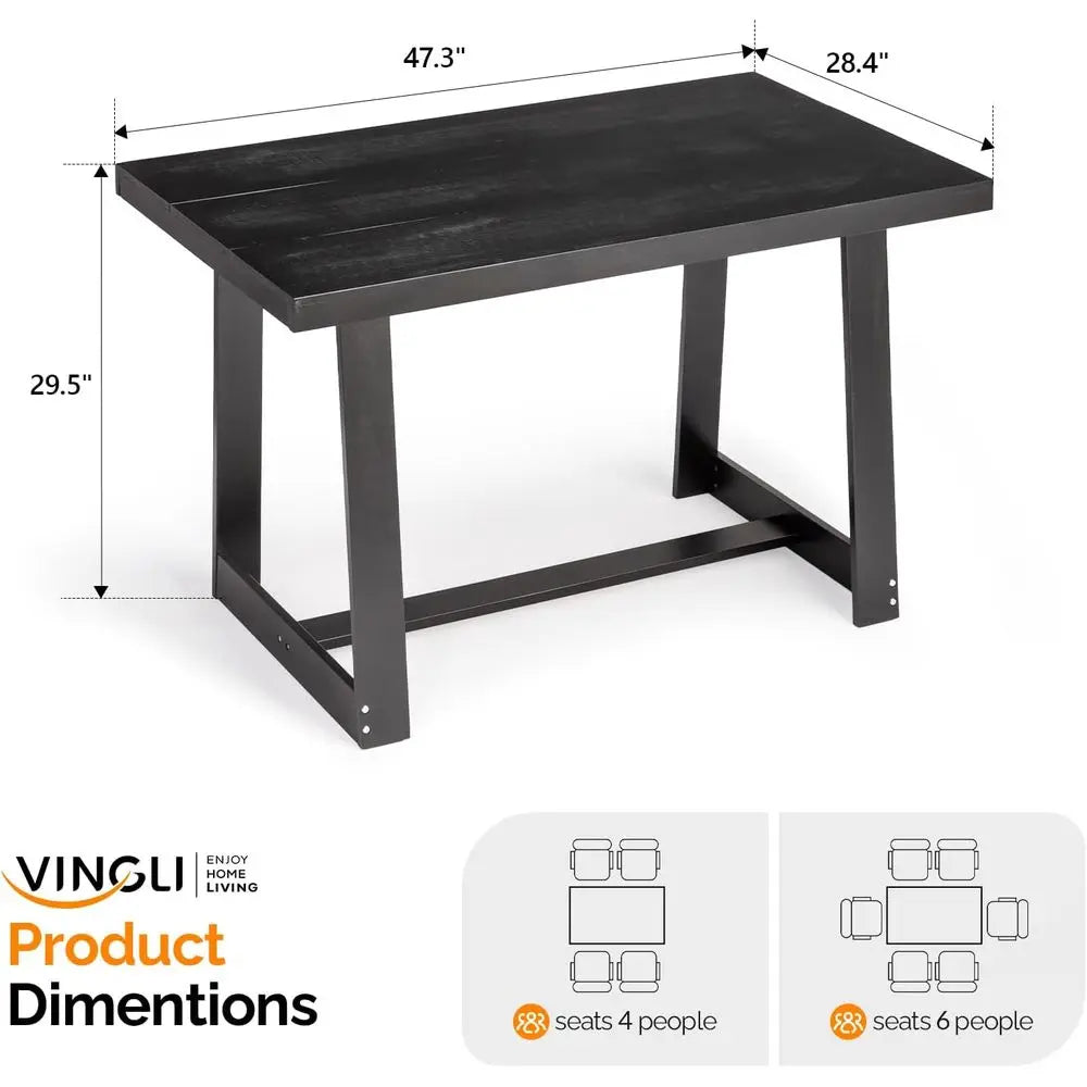 Ticify Solid Pine Dining Table Rectangular For Kitchen And Dining Room