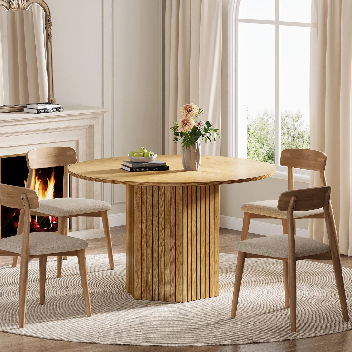 Tribesigns Wood Round Dining Table for Dining Room