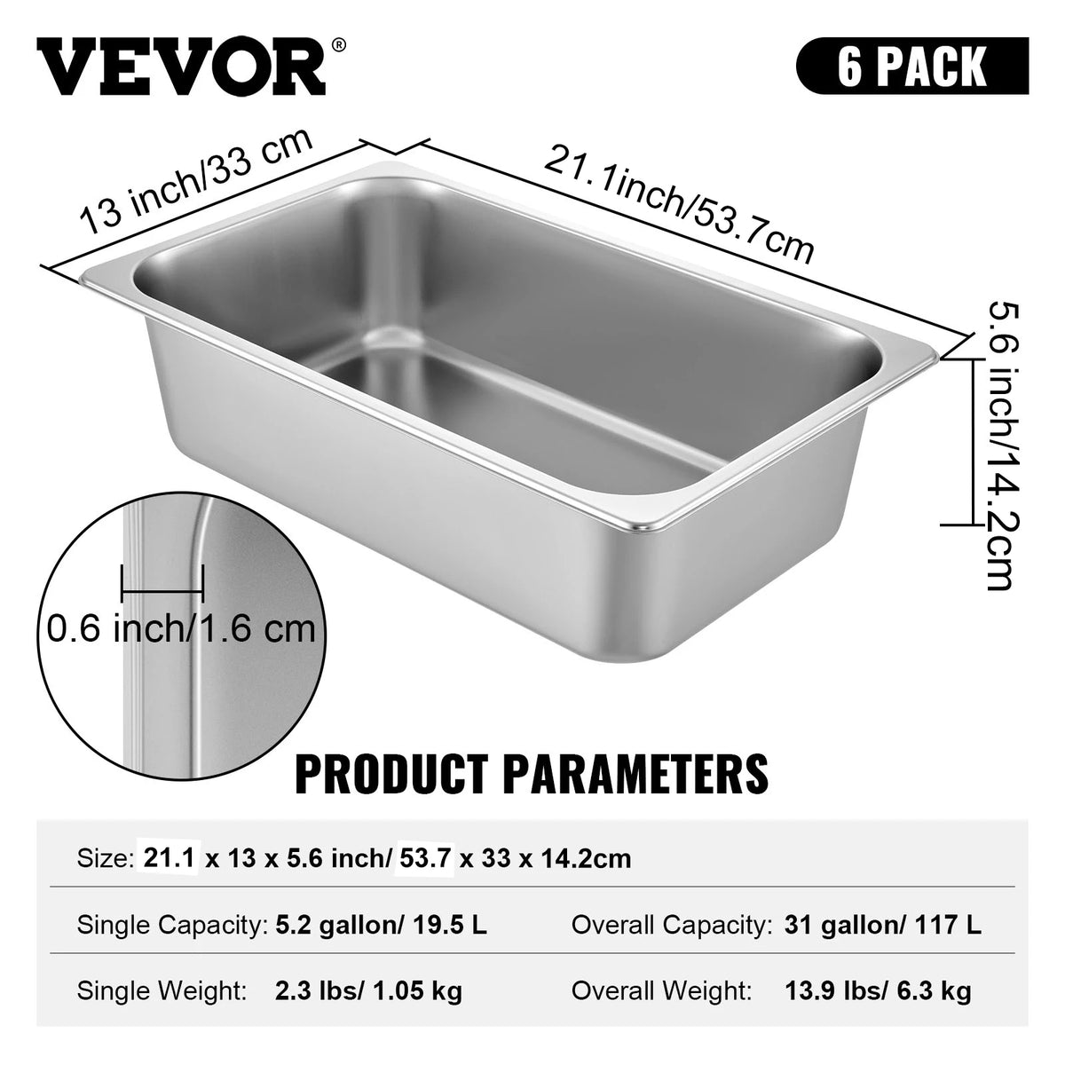 SucceBuy Stainless Steel Buffet Chafing Dish Steam Table Food Pans