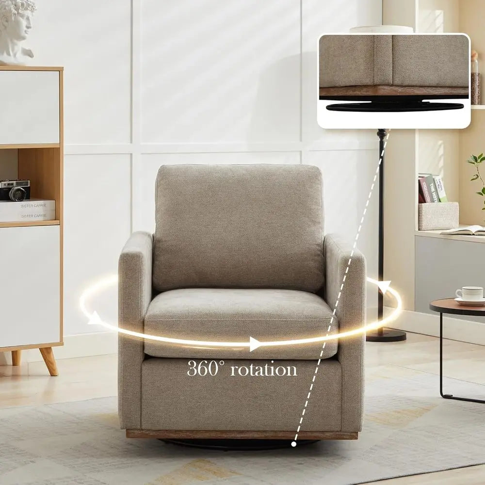Swivel Accent Chair With Wavy Chenille Upholstery For Living Room