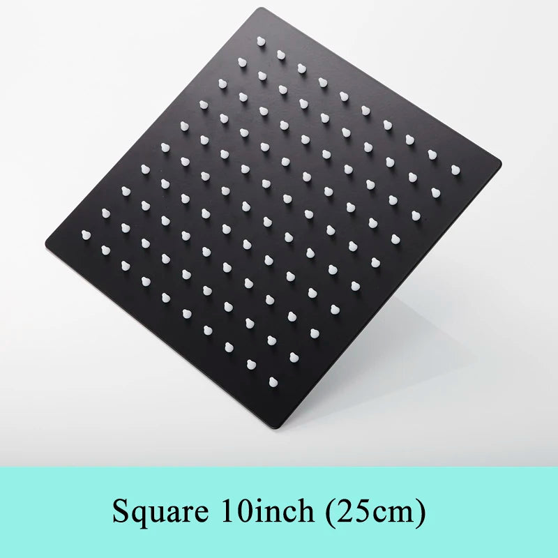 Suguword Square Round Rainfall Shower Head Stainless Steel Water Saving