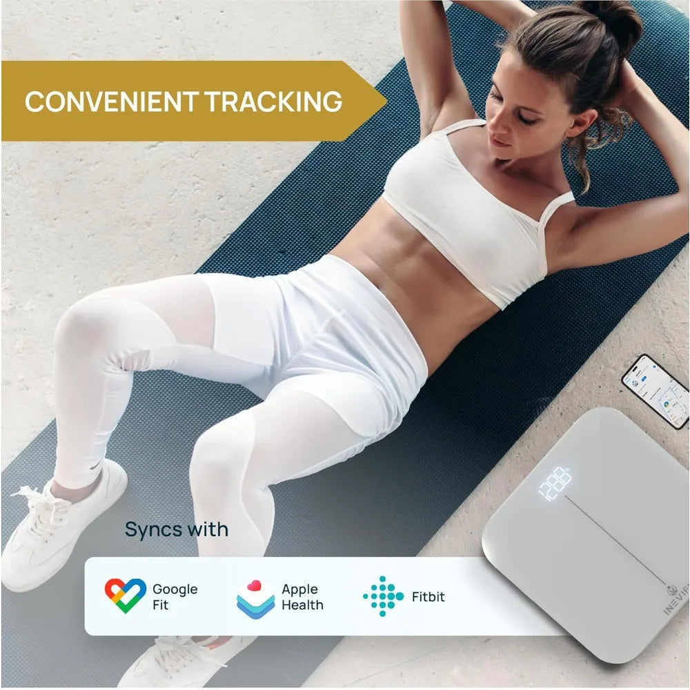 INEVIFIT Digital Bathroom Scale With Backlit Display 400 Lb Capacity