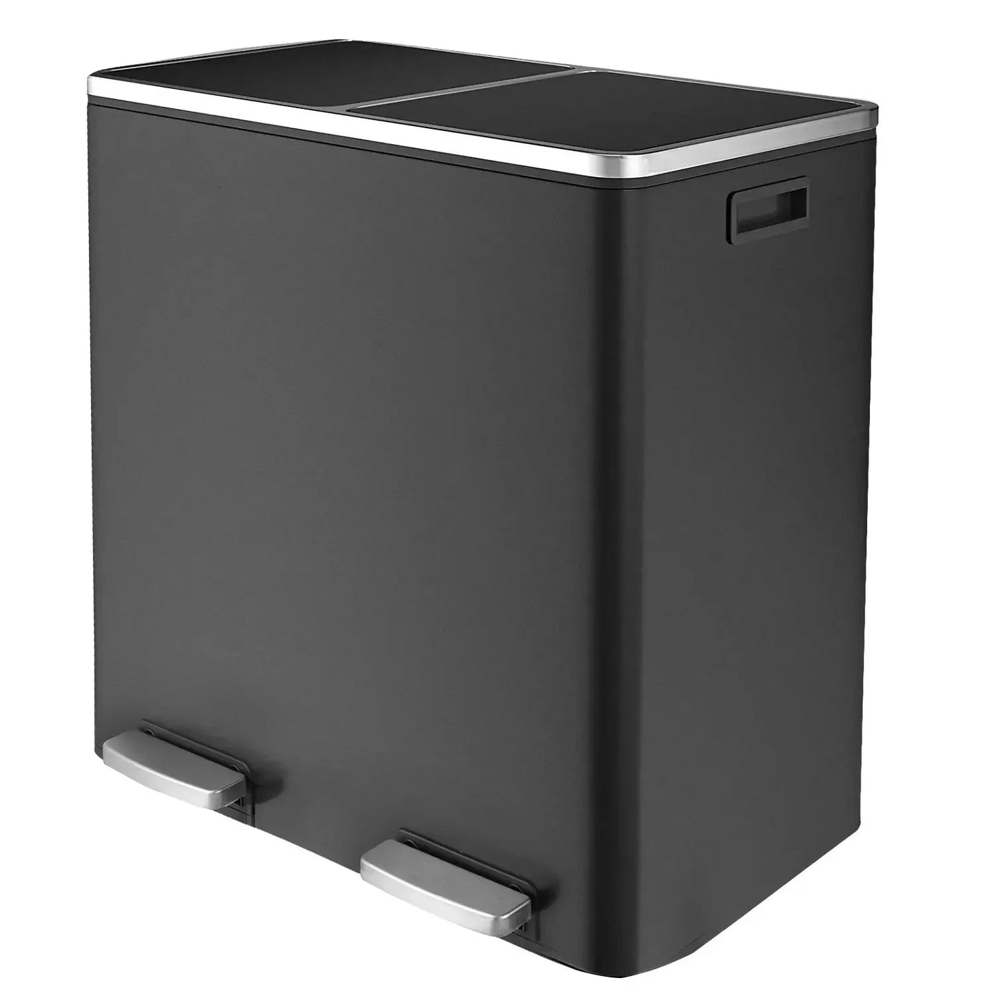 Stainless Steel Kitchen Trash Can Dual Recycling Bin With Soft Close Lid