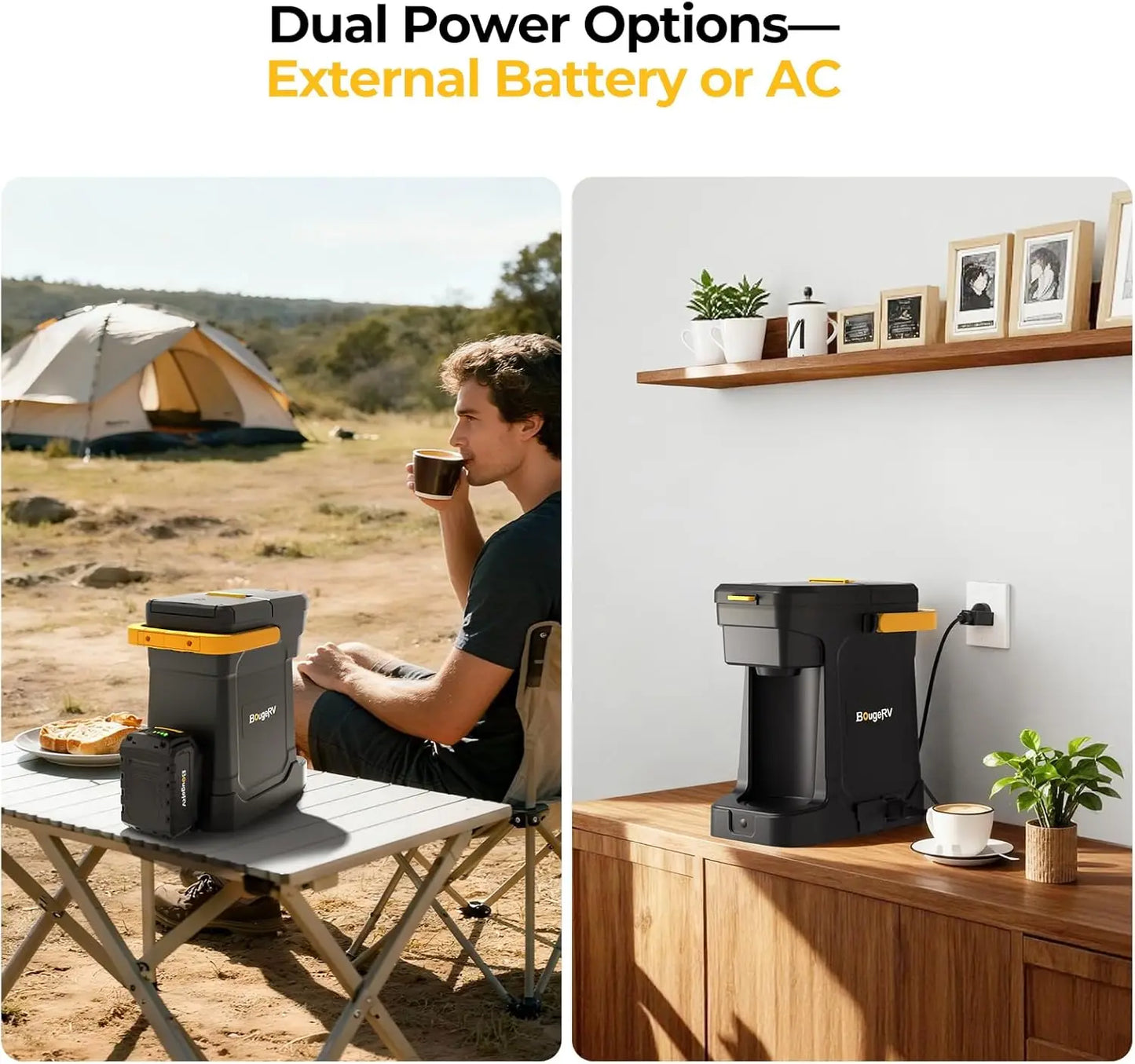 Cordless Portable Coffee Maker With 18V Battery For K Cup Pods And Ground Coffee