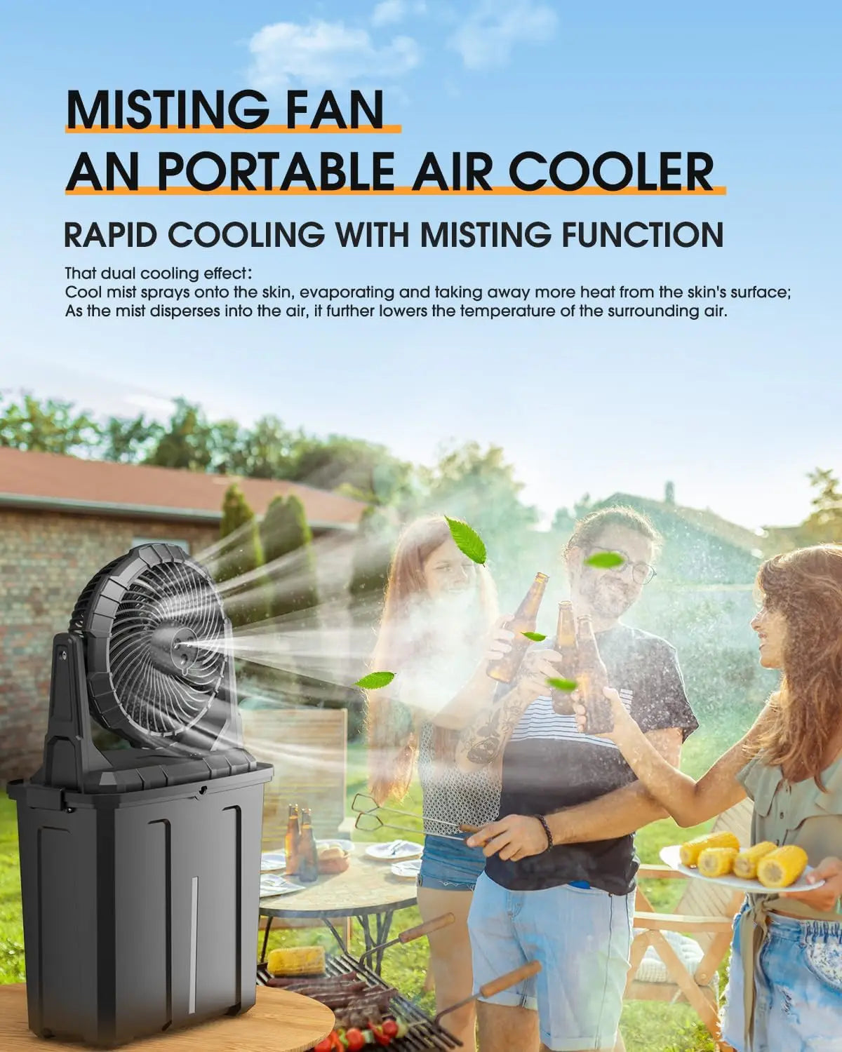 XMSJ Portable Misting Fan Outdoor Battery Powered For Patio