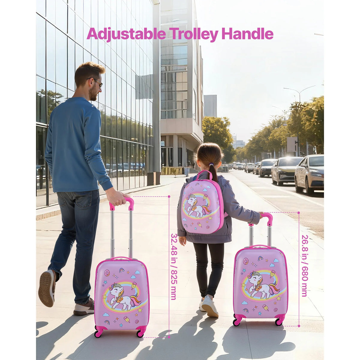 Unicorn Luggage Set With Rolling Suitcase And Hard Shell Backpack